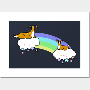 Rainbow Cloud Deer Posters and Art